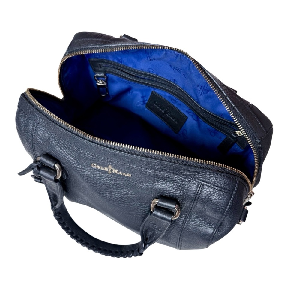 Cole Haan village satchel, pebbled black leather & blue interior EUC - Picture 9 of 12